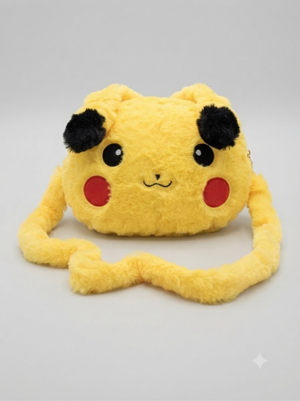 Pokémon Pikachu Plush Crossbody Bag – Fuzzy Yellow Character Purse with Strap